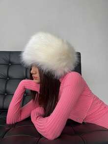 1pc Solid Color Fluffy Headband, Winter Warm Artificial Fur Hat, Soft Elastic No-Brim Bump Cap, Cold Protection Ear-Warming Adjustable Hairband For Women, Casual Polyester Women Bandanas Winter Hair Accessories Elegant Head Wrap Women Scarf Women Hair Band - Multicolor - View 9