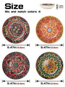 1/2/4pcs Ceramic Round Plate, Available In Orange/Red/Blue/Green, Suitable For Restaurant And Home Use