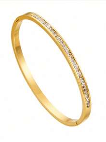 2pcs Luxury Sparkling Four-Leaf Clover Zirconia Stainless Steel Bracelet For Women, Suitable For Multiple Occasions