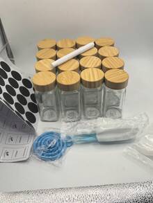 6件/12件/18件/24件竹木调味瓶，方形瓶，调味罐，香料瓶，穿孔粉末撒播罐，120毫升/4.05盎司EPE泡沫，带5层牛皮纸包装，确保运输 - 數量 - 查看 18