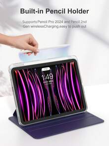 Ốp bảo vệ trong suốt bằng acrylic, tương thích với chức năng ngủ/thức của iPad, tương thích với iPad và máy tính bảng, ốp bảo vệ xoay 360 độ, tương thích với iPad Mini 4/5/6 (9.7 inch) và iPad (10.2 inch), iPad Air 4/5/6 (10.9 inch), phù hợp với iPad thế hệ thứ 10, khung chất liệu TPU mềm, tương thích với iPad thế hệ thứ 10, iPad Pro (11 inch), iPad Air (11 inch, M2), iPad Air (13 inch) và iPad Pro (11 inch, M4) - Màu xanh hải quân - Màu xanh hải quân - Xem 9