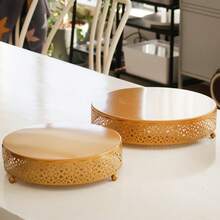 3 Pieces White/Golden Cake Stand Set, 8/10/12 Inch Round Metal Dessert Display Stand Decorative Cake Holder Cupcake Pastry Candy Display Plate For Wedding, Party, Birthday, Event - Vàng - Xem 4