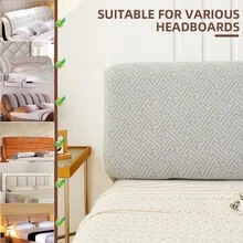 غطاء رأس السرير الجديد المزخرف المقاوم للغبار، غطاء رأس السرير الكامل ذو اللون الأحادي، غطاء رأس السرير الفاخر المطاطي المزخرف، مناسب لحماية وديكور الأثاث - رمادي فاتح - مشاهدة 9