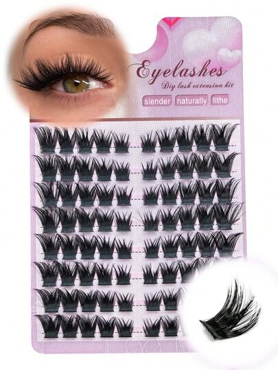 Hinarin 80 Pcs D Curl Volume Cluster Lashes 8-18mm Mixed Length Fluffy Soft Individual Eyelashes Lightweight Effect-Perfect Cat Eye Look Clusters Lashes False Eyelashes For Festival Christmas Makeup DIY Eyelashes