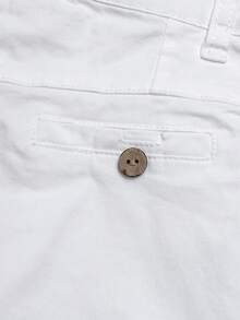 Young Boys Embroidered Logo White  Casual Pants For Spring And Autumn, Back To School Outfits