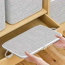 Modern Style Canvas Clothing Storage Box With Lid, Large Capacity, Foldable Wardrobe Organizer Box, Stackable Toy & Snack Bin, Home Organization Container, Basket, Box And Bin, Valentine's Day, Eid Mubarak - Multicolor - View 5