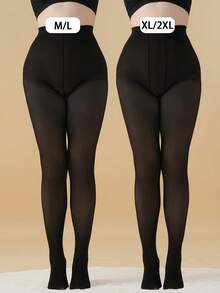 1 Pair 80g Sexy Semi-Sheer Black Pantyhose. This Loose, Warm, And Skin-Like Pantyhose Is Soft And Comfortable, Suitable For Daily Casual Wear As Well As Halloween, Christmas, And Other Holiday Occasions. Suitable For Wearing Temperature Range Of 5°C To 15°C, Warm And Comfortable. - Black - View 8