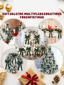 12Pcs-Green Velvet Bows, Christmas Velvet Bows,Green Christmas Decor,Christmas Tree Bows Rustic Crafts Gift Wrapping Bows Xmas Ornaments For DIY Decorative Gift Packaging, Christmas Tree Decoration Wreath Garland Tree Decorations Indoor Outdoor Holiday Decor;