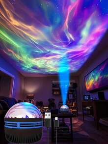 Máy chiếu cực quang đa năng Northern Lights - Đèn sao dùng nguồn USB với 7 mẫu màu, điều khiển từ xa và dây điện, thiết kế để bàn với giá đỡ có thể tháo rời, điều khiển từ xa, nhựa màu đen không có pin - Q6 đen - Xem 9