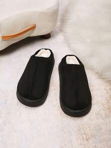 OBOVAY 全新纯色轻质记忆海绵男女通用男士拖鞋，秋冬款 - A-9黑 - 查看 5
