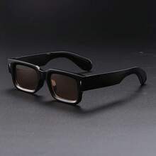 1 Pair Of Men's Square Glasses - Oversized Black Frame With Spike-Shaped Temple Tips, Non-Deerskin Style Non-Prescription Glasses, Suitable For Parties, Music Festivals, And Daily Wear - Lightweight Modern Round Edge Glasses (Hand Washable) - 黑色 - 查看 10
