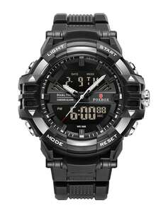 Reloj de cuarzo dual para hombre de negocios Foxbox, con pantalla dual, resistente al agua, luminoso, multifuncional, de moda y calendario - Negro - Ver 14