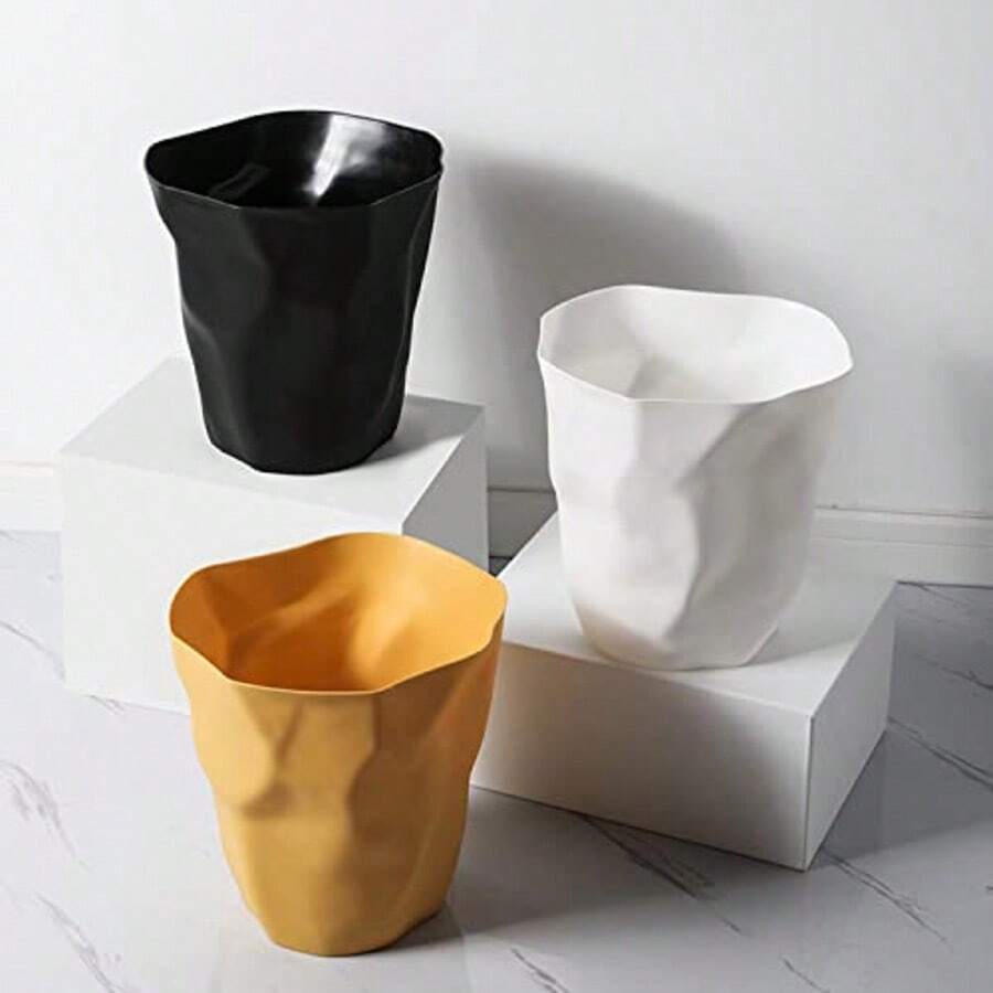 Bathroom Trash Can Simple Style Plastic Bedroom Living Room Trash Bin Creative Home Round Living Trash Can Bathroom Trash Can Office School Waste Paper Basket Kitchen Trash Can - Multicolor - View 1