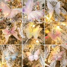 D49 Pcs Christmas Tree Butterfly Decoration 3 Jumbo Butterfly Tree Topper Ornaments Pink Girly Fairy Xmas Ornaments Home Decoration For Holiday Party Indoor Outdoor Decor - như hình ảnh - Xem 2