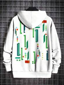Sudadera con capucha de manga larga con cuello redondo y estampado gráfico de moda para niño preadolescente, adecuada para primavera/otoño, estampado de Pixel Man 7# Cool - Blanco - Ver 3