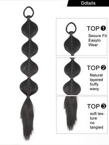Synthetic Braided Ponytails Hair Extensions For Kids With Elastic Hair Band Hairpieces Natural Black/ Brown Fake Hair1pcs