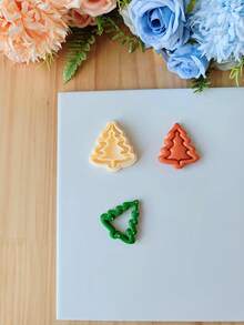 1 pieza Cortador de arcilla polimérica con diseño diferente de árbol de Navidad, molde de corte de arcilla navideña, herramienta de cerámica suave DIY, kit de fabricación de joyas de arcilla polimérica para pendientes, adornos navideños y manualidades festivas, suministros para manualidades