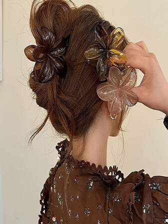 1 French Luxury Vintage Flower Hairpin - Elegant 5-Petal Baroque Hairpin In Transparent/Gold/Brown/Green/Black With 5 Layers Of Overlapping Petals To Firmly Secure Braids, Buns, And Updos - Women's Vintage Hair Accessory (Multiple Colors Available) - Single French-Inspired Vintage Design Flower Hairpin In Multiple Colors (Black, Transparent, Gold, Brown, Green) - Secures Braids,Stocking Stuffers,Stocking Fillers,Stocking Stuffers For Women,Stocking Fillers Women,Christmas Gifts,Gifts,Christmas Stocking Fillers,Gifts For Women,Gift,Christmas Gift,Stocking Stuffers For Adults,Stocking Fillers For Adult,Hair Stuff,Women's Accessories,Stocking Stuffer,Coming-Of-Age Hair Accessory,Christmas Hair Accessories,Gift Ideas For Women,Beauty Stocking Fillers,Christmas Gifts For Women