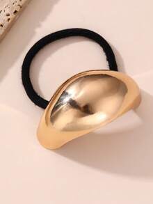 1个女士优雅金属几何发圈，奢华风格马尾辫发圈，简约独特发饰，半圆形马尾辫发箍，适合夏季海滩度假，金色头饰，发圈，发饰，弹性发带，家居美发配件 - 金色 - 查看 7