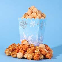 10pcs/20pcs/50pcs, Blue Snowflake Popcorn Box Snack, Winter Paper Popcorn Bucket For Winter Theme Party Movie Night Snowflakes Theme Birthday Party Decor Supplies,Disposable Food Container,Candy Snack Container For Christmas Party Gifts, Bulk Winter Snowflake Popcorn Box & Christmas Bucket,Frozen Theme Snack Box - 藍色 - 查看 5