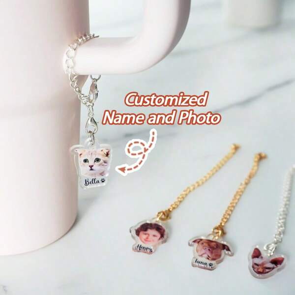 Custom Photo Charms, Accessories, Water Bottle Charms, Cup Charms, Personalized Cup Charms, Glass Handle Charms
