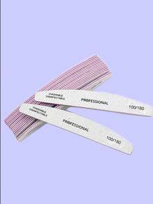 5片装月牙形100/180目木质指甲锉，双面砂纸指甲抛光块，可水洗重复使用，适用于天然指甲，家用和美甲沙龙均可使用。 - 灰色 - 查看 2