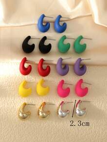 6-18pcs/Set Bohemian Style Colorful Water Drop/Teardrop Shape Earrings Hoop Earrings, Women Daily Fashion Jewelry Accessories - Teardrop Earring Set - View 5