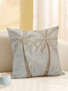 1 件热带棕榈树印花装饰枕套 - 现代白色带金色点缀，适合客厅、卧室、庭院装饰、棕榈树装饰、卧室装饰、现代风格、无刺绣（不含枕芯）- 多种尺寸 - 米色 - 查看 11