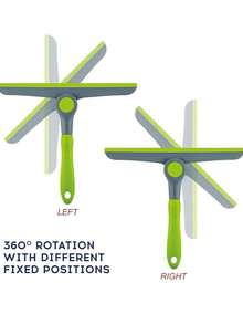 Multifunktionaler drehbarer Abzieher - zum Reinigen von Fenster, Glastür, Autoscheibe - hochelastische Gummilippe hinterlässt keine Streifen - stilvolles grün-graues Farbschema ist super auffallend