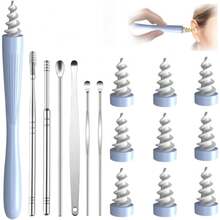 Ear Wax Removal Tool, 2025 Q-Grips Ear Wax Removal Reusable And Washable Replacement Soft Silicone Tips For Cleaner Earwax, Ear Wax Removal Kit Contains 7 Types Of Ear Cleaner Tools (White) - 藍色 - 查看 9