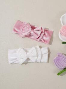 3pcs/Set Velvet Bow Baby Headbands, Cute Elastic Seamless Hair Accessories Set - Multicolor - View 5