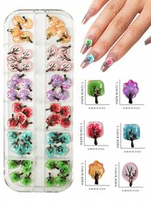 60pcs/Box Leaf Design Nail Art Decorations, Vintage Autumn Leaf Style, Suitable For