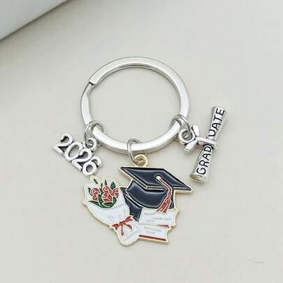 1 pieza Llavero con dije de gorra de graduación de esmalte de temporada de graduación 2026 unisex, regalo conmemorativo de graduación, llavero, accesorio para bolso, coche, maestro, amigo, hermana