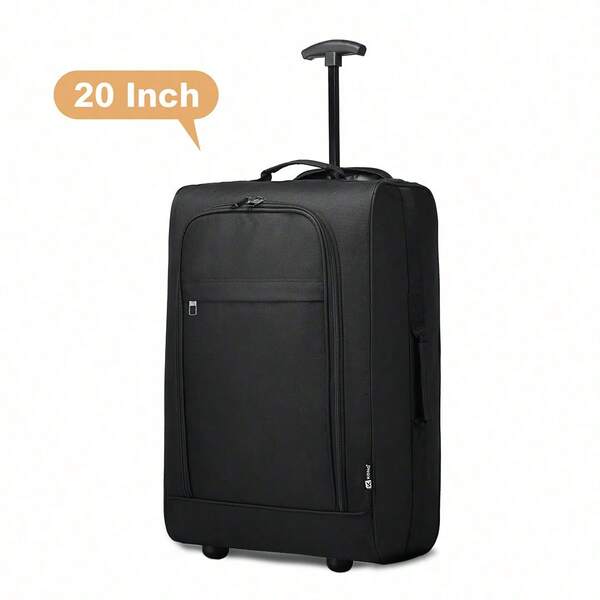Handgepäck-Koffer 20 Zoll Leichtes kleines Weichschrank-Trolley 2 Rollen Frontöffnung mit Teleskopgriff Einzelreisender Handgepäck für Damen und Herren Wochenende Übernachtung
