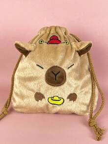 1 Stück süße Capybara Plüsch Bündel Tasche mit Kordelzug, kann Internetprominenz Delfin Schreibwaren aufheben, große Kapazität tragbare Aufbewahrungstasche