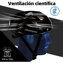 Shinmax Casco bicicleta, Casco para Bicicleta con gafas extraíbles y luz trasera , casco bicicleta de carretera especializado, casco bicicleta montaña ajustable/ligero ultraligero para hombres y mujeres casco ciclismo -T13(Titanio negro) - Tipo 1 - Ver 7