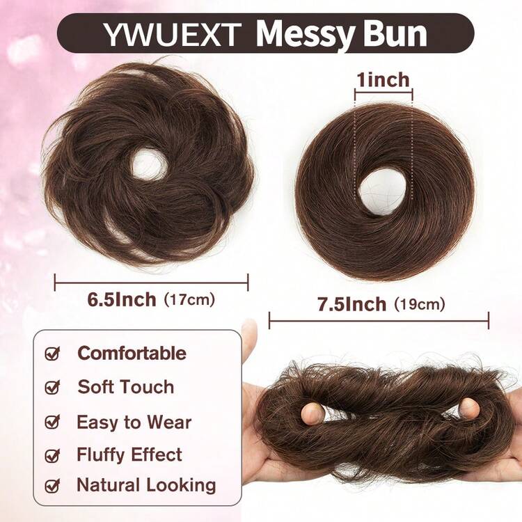 Human Hair Buns Ponytail Hairpiece Brazilian Hair Pieces Bun For Women Scrunchies Updos Donut Chignon 100% Human Hair Extensions - S2 - Übersicht 3