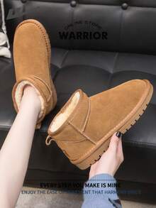 WARRIOR 战士舒适街头风格雪地靴女秋冬舒适跑步鞋朴素风格休闲而时尚的运动鞋全年适用耐磨全天穿着训练运动鞋保暖内衬运动鞋 - 全栗色 - 查看 7