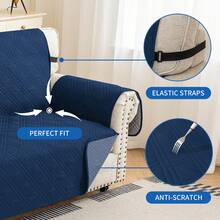 YSTYLE Single-Seater Sofa Cover With Armrests, Reversible Cat-Friendly Scratch-Resistant Couch Cover, Double-Sided Quilted Sofa Cover, Universal Sofa Cover - Berlin Blue + Gray Blue - View 5