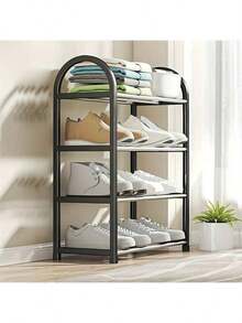 4-Tier Shoe Rack Organizer For Wardrobes, Stainless Steel, Shoe Rack For Front Entryways And Hallways, Floor Shoe Rack Cabinet Is Easy To Install And Saves Space, Freestanding Shoe Rack - Black 4 Layers - View 2