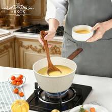 ABKOK 1pc Aluminum Non-Stick Cookware Set With Lid, Multi-Functional Soup Pot, Large Capacity Design, Non-Stick & Scratch-Resistant, Suitable For All Stove Types, Ideal Choice For Healthy Cooking