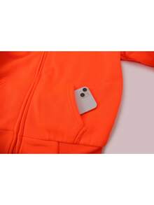 Men's Autumn And Winter Tops, Men's Fleece Jackets, Simple And Pure Color, Thickened Fleece, Warm In Winter, Windproof When Going Out - Màu cam huỳnh quang - Xem 5