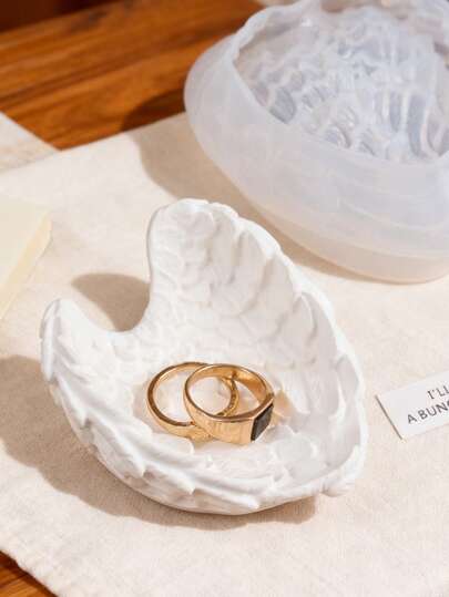 1 件翅膀储物托盘硅胶模具，洛可可风格，适用于家居装饰、房间装饰、婚礼装饰、餐桌装饰、手工香薰烛台模具、肥皂托盘模具、DIY 环氧树脂石膏模具、女士礼物、生日礼物、好友礼物、DIY 礼物