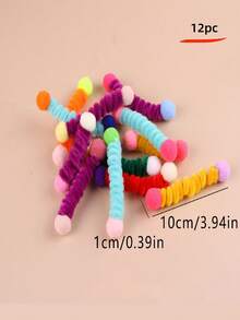 1pc/4pcs/12pcs Cat Teaser Toys, Fluffy Ball Wands, Pet Small Toy Set, Suitable For Cats Self-Playing Toys