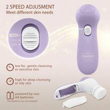 Face Scrubber Cleansing Brush Exfoliator Skin Care Products Products Powered Wash Exfoliating Spin Cleanser Cleaning Scrub Including Heads Sapphire - 淡紫色紫水晶 - 查看 7