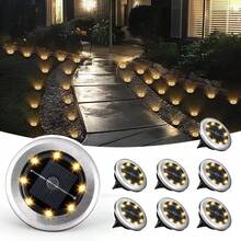 VOLACI 8/12 件装迷你 8LED 太阳能灯，户外不锈钢地埋式太阳能灯，太阳能路径灯，适用于庭院、花园、走道、车道，太阳能景观照明，太阳能供电，无需外部电源，适合户外使用（升级版） - 彩色 - 查看 11