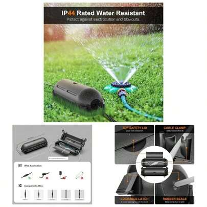 2 Pack Outdoor Extension Cord Cover Waterproof - Weatherproof Electrical Connection Box Outdoor Outlet, Socket, Holiday Decoration, Power, Black