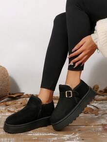 Fall/Winter New Fashionable Cute Buckle Snow Boots For Women,Fur Boots - Black - View 3