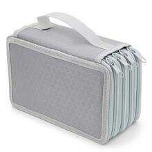 1 pieza Estuche para lápices de 4 capas y 72 ranuras, con diseño de patrón de panal hermoso - Gran capacidad, caja de papelería portátil, adecuada para estudiantes, lápices de colores, dibujo y almacenamiento de artículos de papelería para el estudio, artículos esenciales para la vuelta al cole - Regalos para amigos - Gris - Ver 1