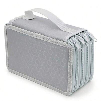 1 pieza Estuche para lápices de 4 capas y 72 ranuras, con diseño de patrón de panal hermoso - Gran capacidad, caja de papelería portátil, adecuada para estudiantes, lápices de colores, dibujo y almacenamiento de artículos de papelería para el estudio, artículos esenciales para la vuelta al cole - Regalos para amigos